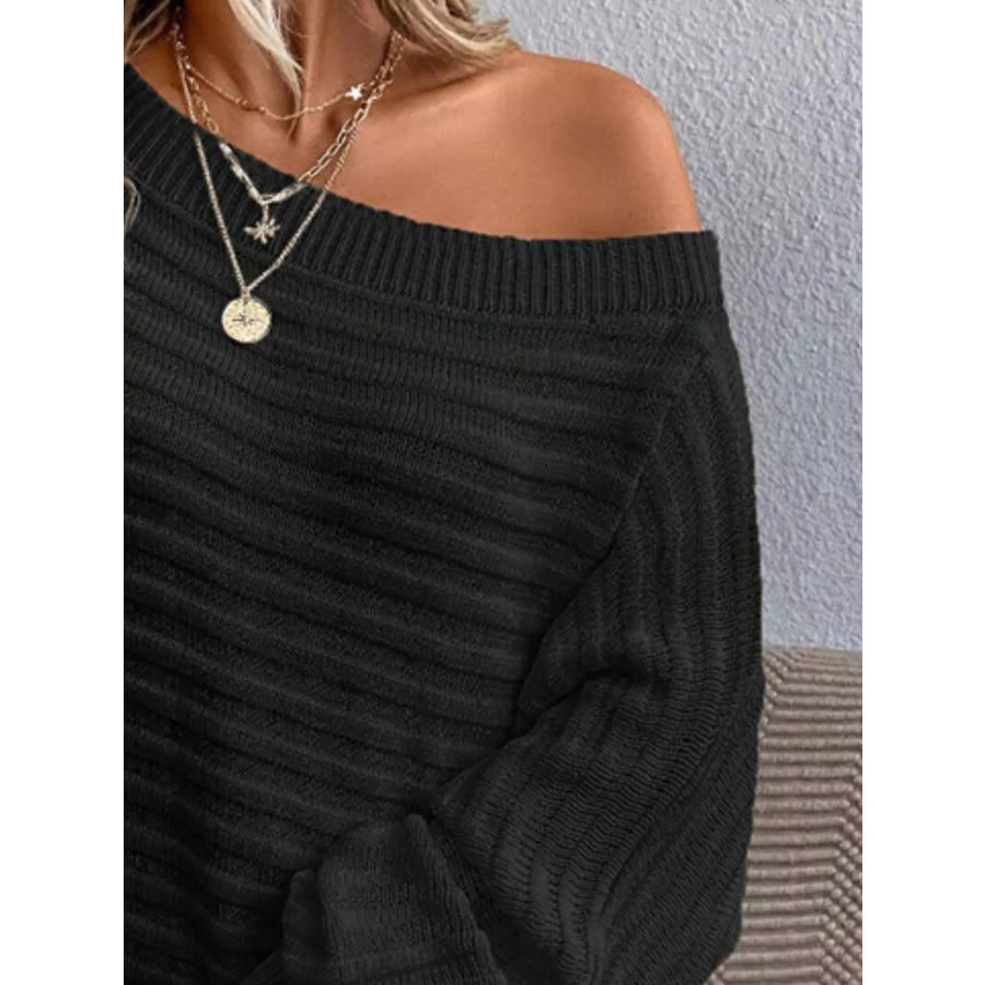 One Shoulder Ribbed Knit Sweater Apparel and Accessories