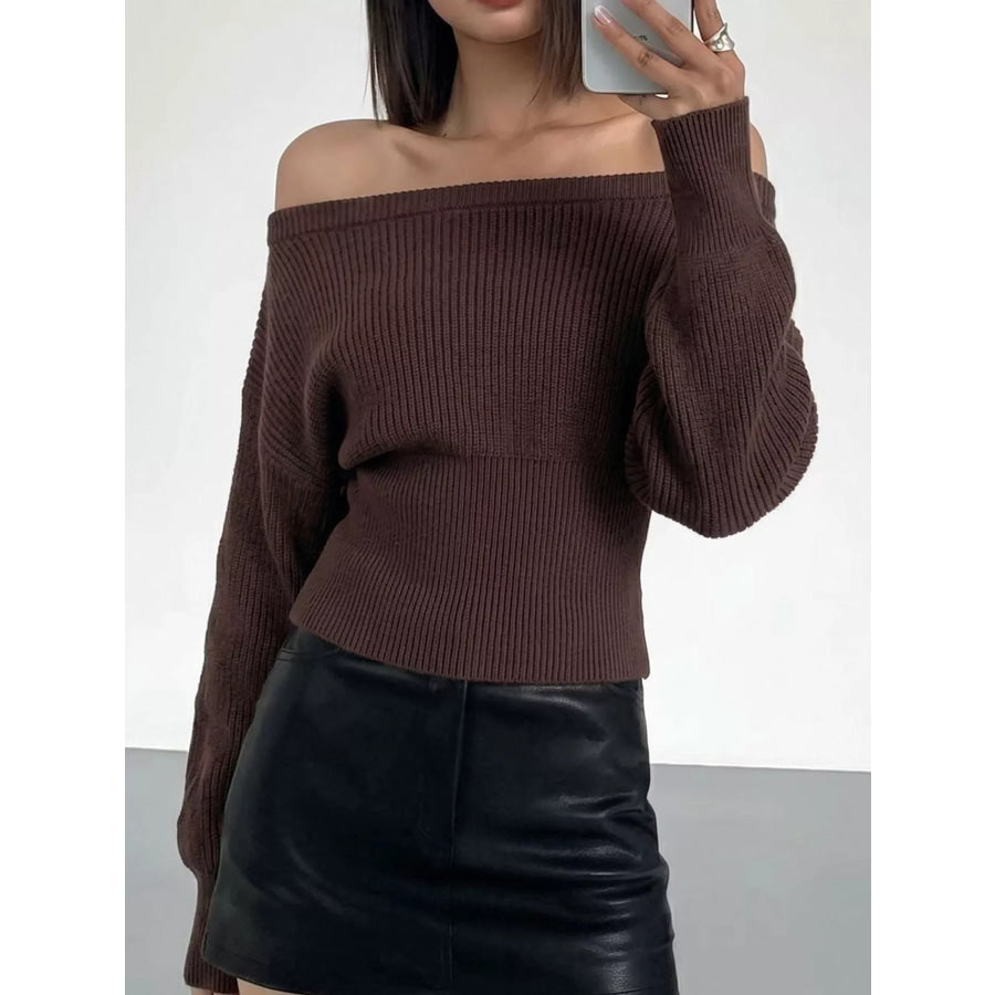 One Shoulder Ribbed Knit Sweater Apparel and Accessories