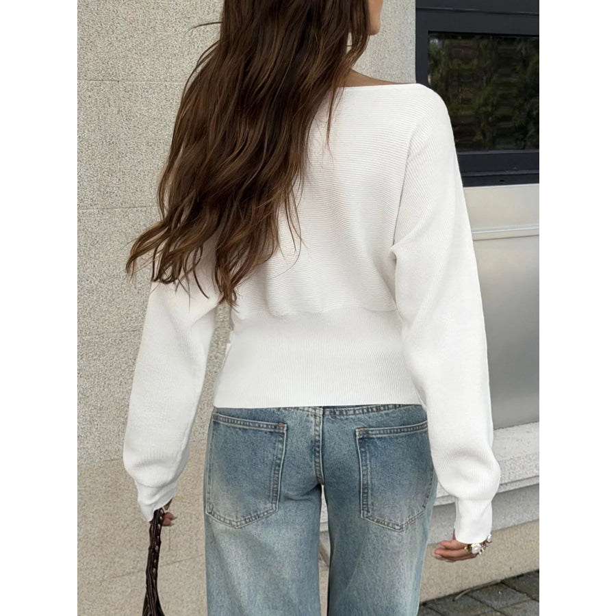 One Shoulder Ribbed Knit Top Apparel and Accessories