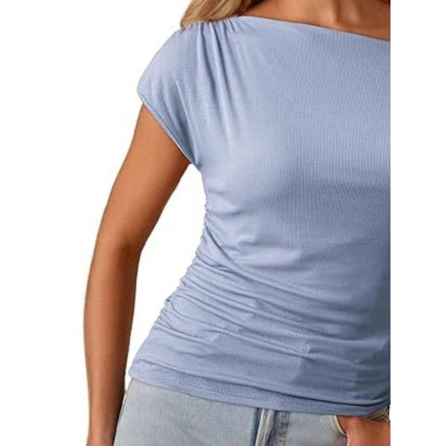 One-Shoulder Ruched Blouse Apparel and Accessories