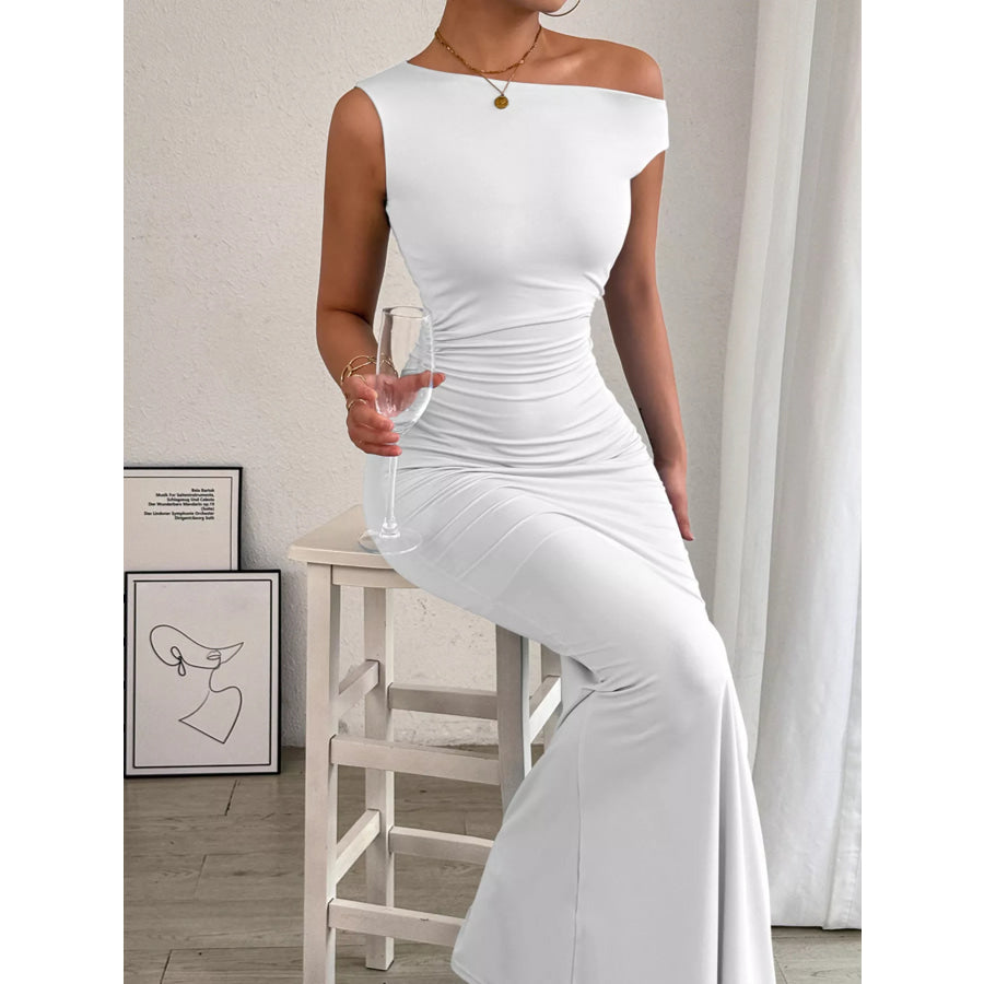 One-Shoulder Ruched Bodycon Maxi Dress Apparel and Accessories