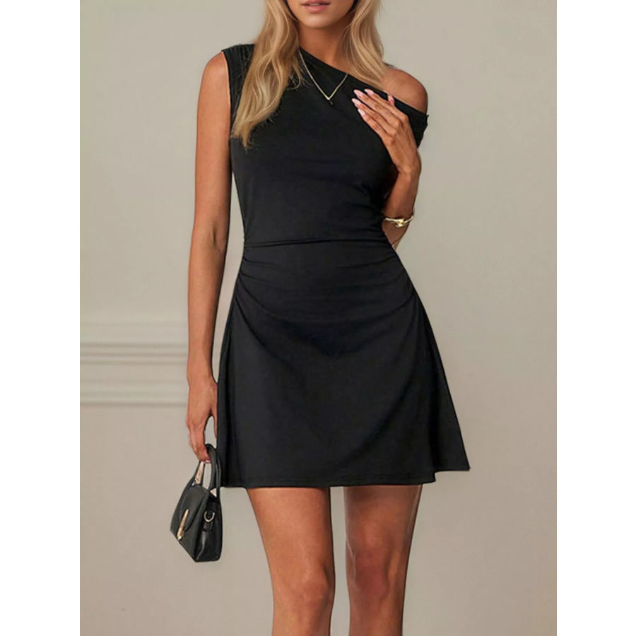 One-Shoulder Ruched Bodycon Mini Dress Apparel and Accessories