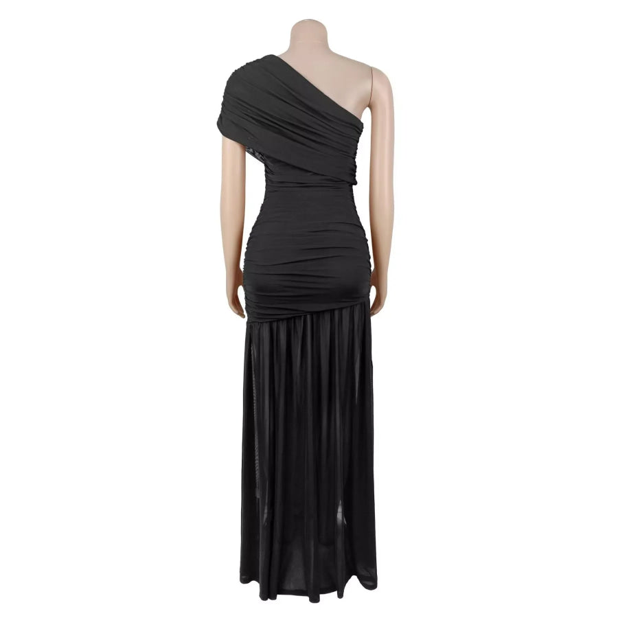 One-Shoulder Ruched High-Slit Evening Dress Apparel and Accessories