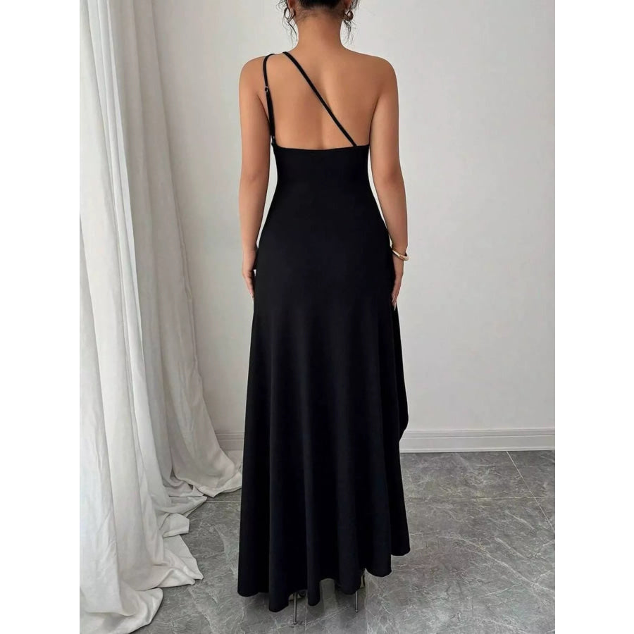 One-Shoulder Ruched High-Slit Maxi Dress Apparel and Accessories