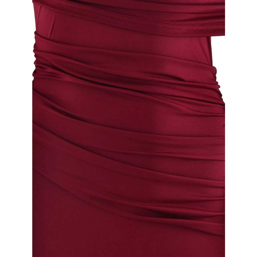 One-Shoulder Ruched Maxi Dress Apparel and Accessories