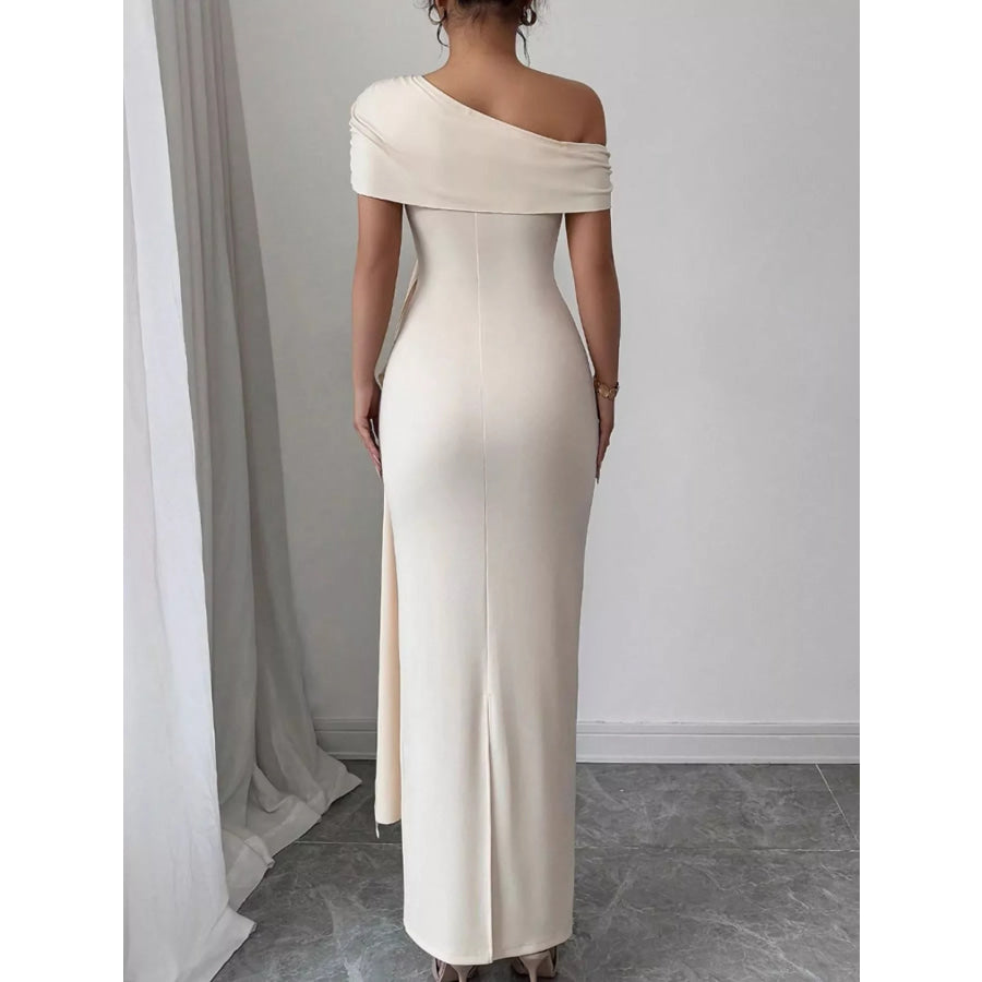 One-Shoulder Ruched Maxi Dress Apparel and Accessories