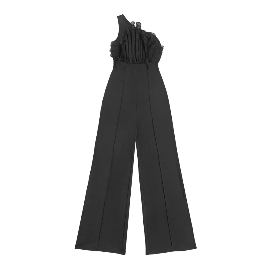 One-Shoulder Ruffled Wide-Leg Jumpsuit Apparel and Accessories