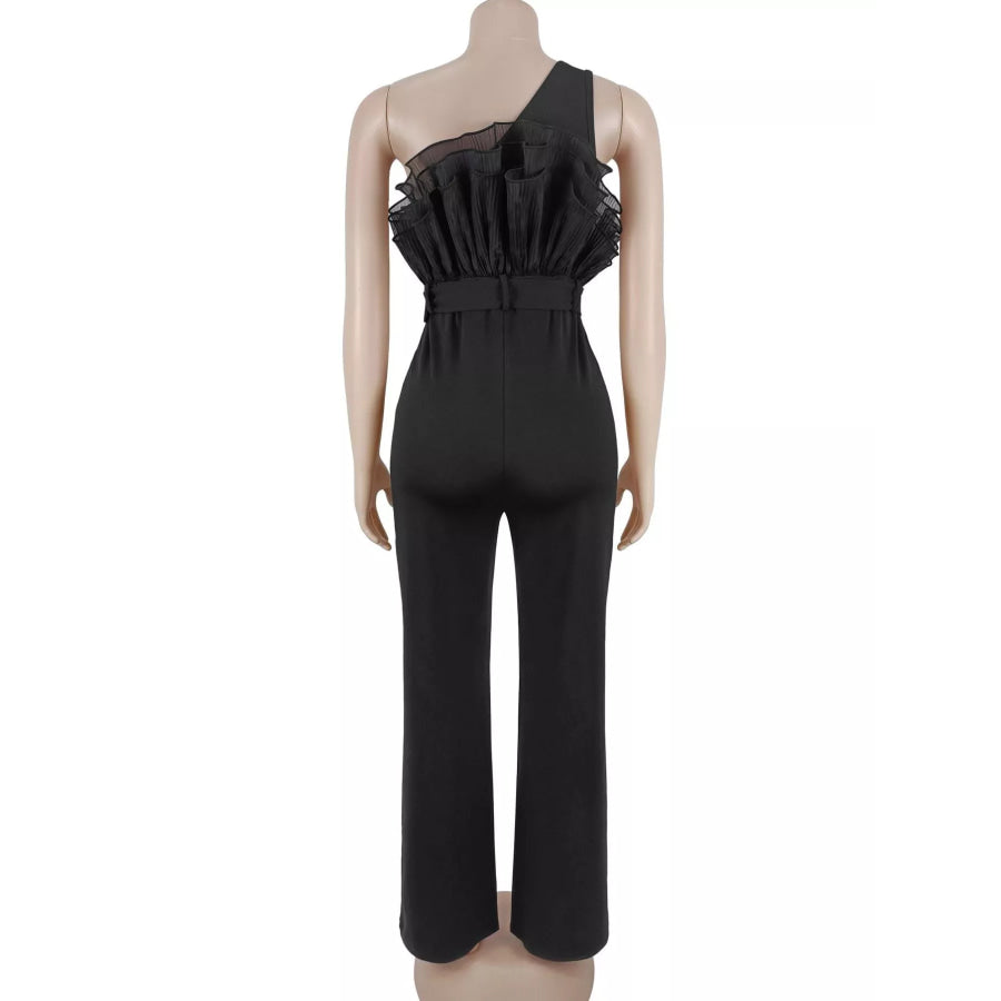 One-Shoulder Ruffled Wide-Leg Jumpsuit Apparel and Accessories