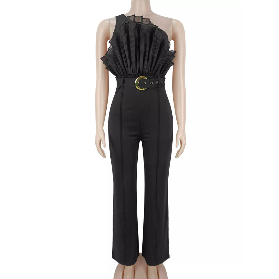 One-Shoulder Ruffled Wide-Leg Jumpsuit Apparel and Accessories