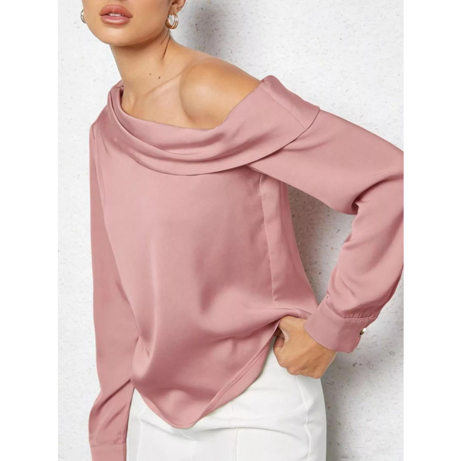 One-Shoulder Satin Blouse Apparel and Accessories