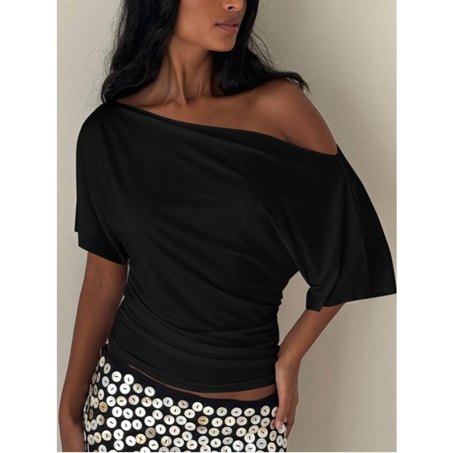 One Shoulder Short Sleeve T-Shirt Black / S Apparel and Accessories