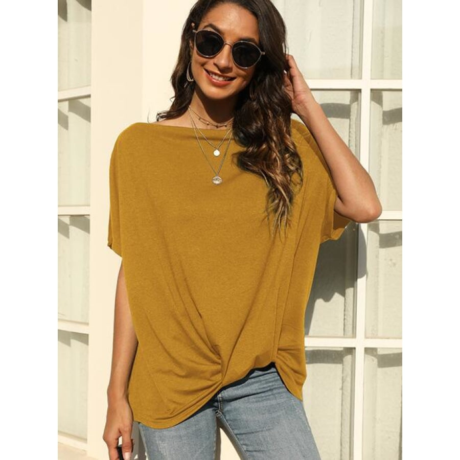 One Shoulder Short Sleeve T-Shirt Honey / S Clothing