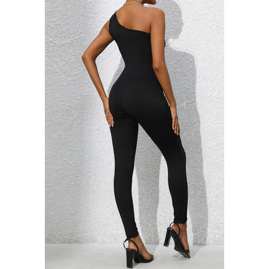 One Shoulder Sleeveless Jumpsuit Black / S Apparel and Accessories