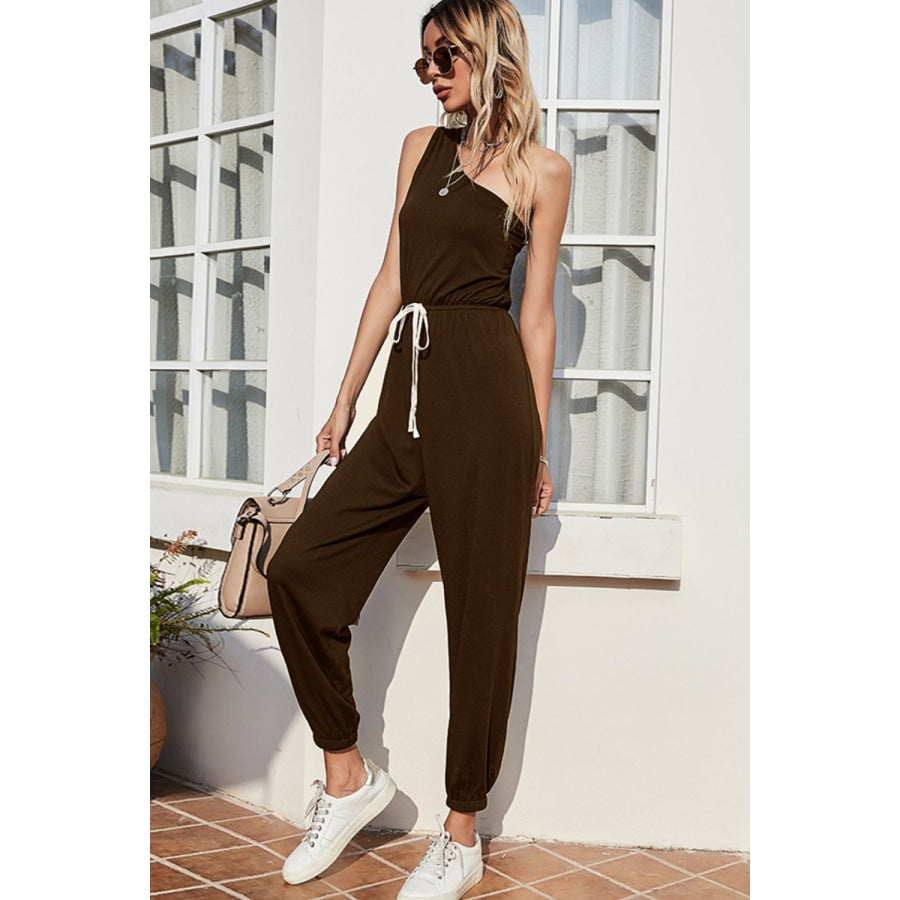 One-Shoulder Sleeveless Jumpsuit