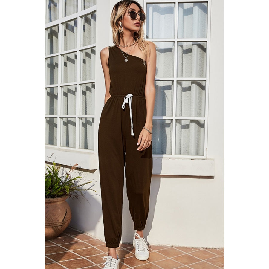 One-Shoulder Sleeveless Jumpsuit