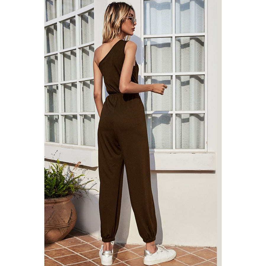 One-Shoulder Sleeveless Jumpsuit