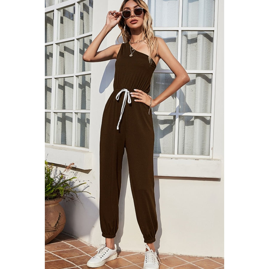 One-Shoulder Sleeveless Jumpsuit