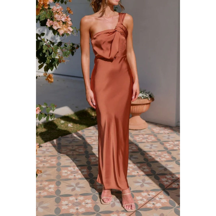 One Shoulder Sleeveless Maxi Dress Apparel and Accessories