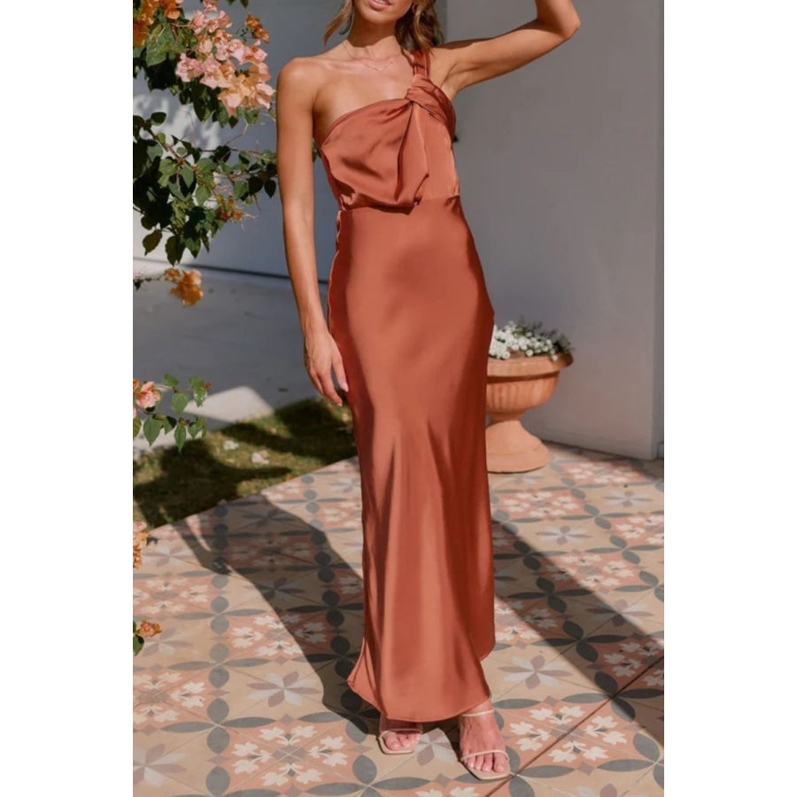 One Shoulder Sleeveless Maxi Dress Apparel and Accessories