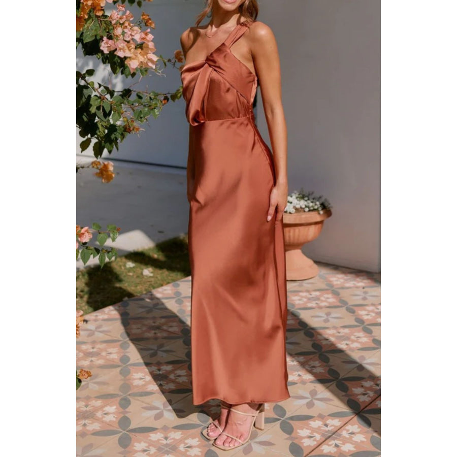 One Shoulder Sleeveless Maxi Dress Apparel and Accessories