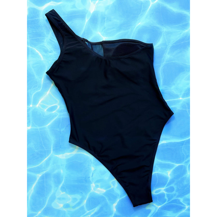 One-Shoulder Sleeveless One-Piece Swimsuit Apparel and Accessories