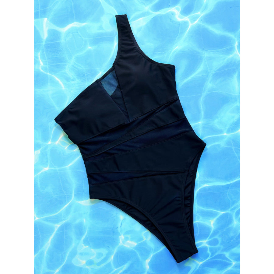 One-Shoulder Sleeveless One-Piece Swimsuit Apparel and Accessories