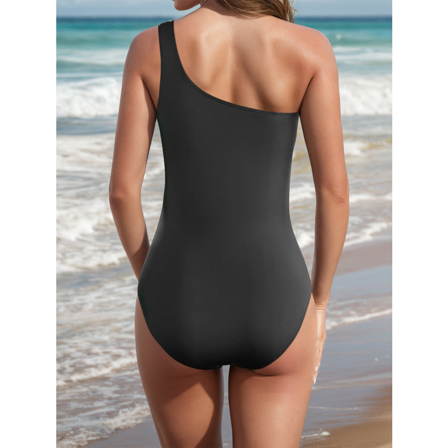 One Shoulder Sleeveless One-Piece Swimwear Apparel and Accessories