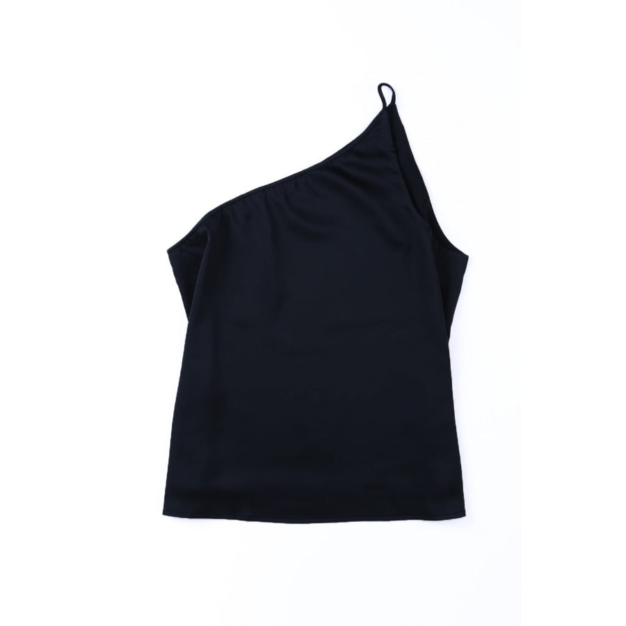 One-Shoulder Sleeveless Top Black / M