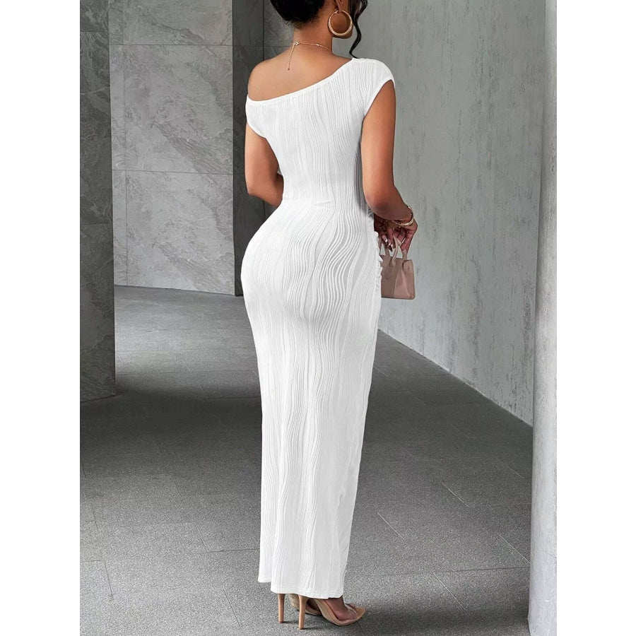 One-Shoulder Textured Maxi Dress Apparel and Accessories