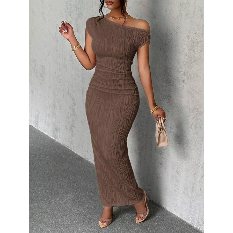 One-Shoulder Textured Maxi Dress Apparel and Accessories