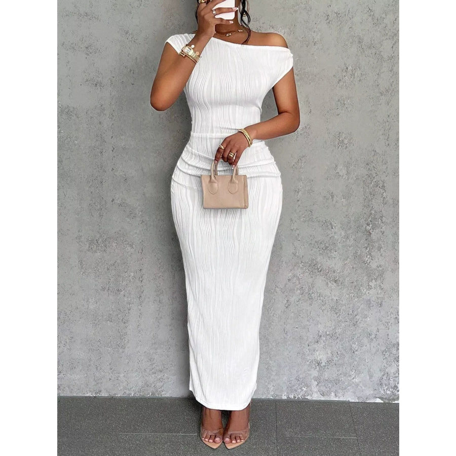 One-Shoulder Textured Maxi Dress Apparel and Accessories