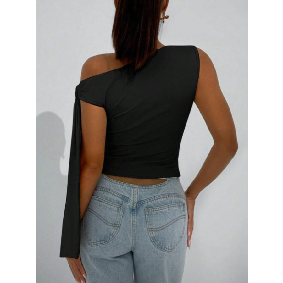 One-Shoulder Tie Detail Top Apparel and Accessories