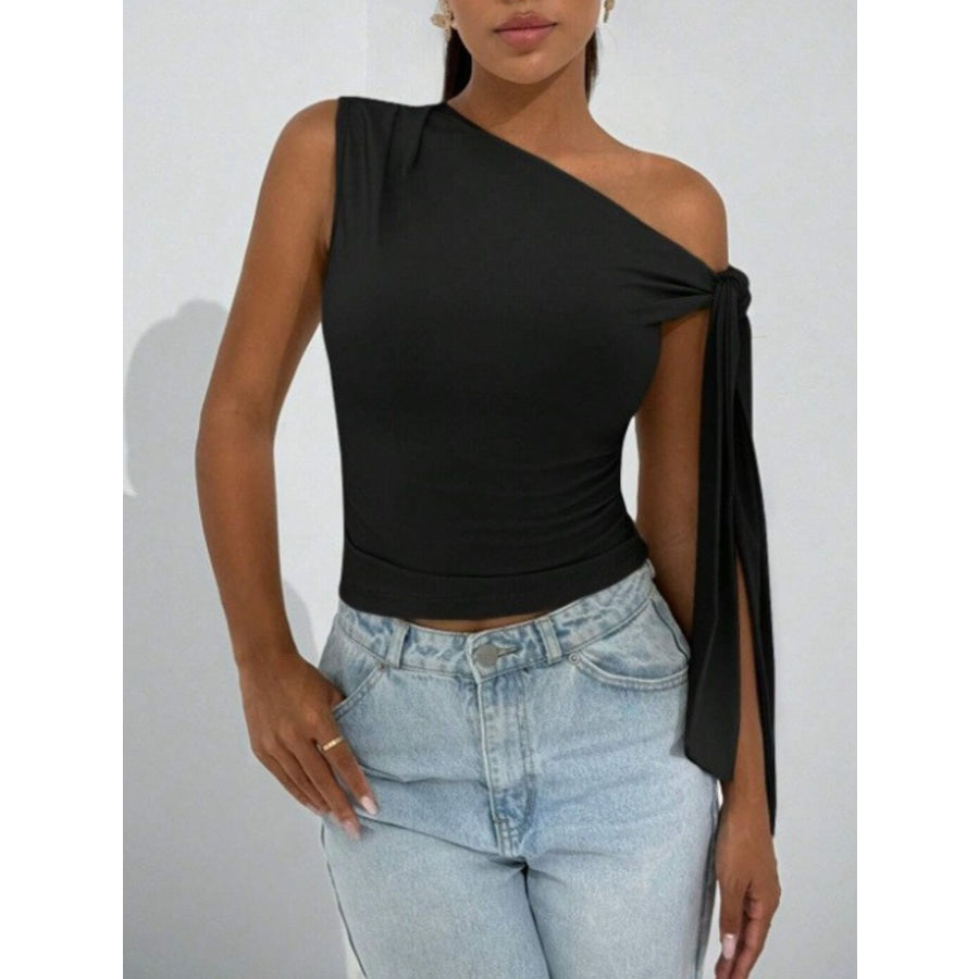 One-Shoulder Tie Detail Top Apparel and Accessories