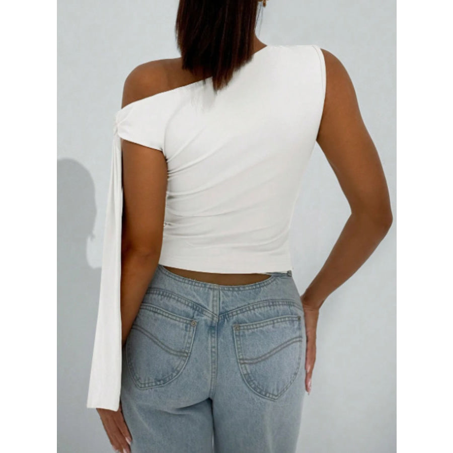 One-Shoulder Tie Detail Top Apparel and Accessories