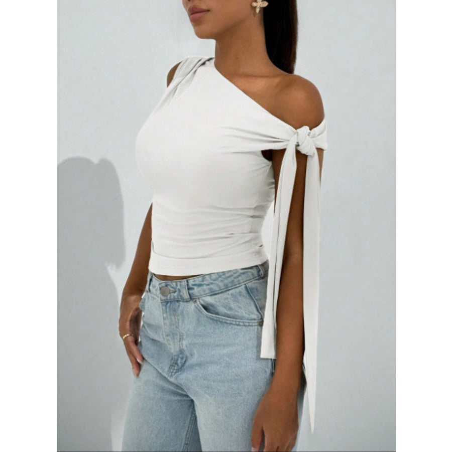 One-Shoulder Tie Detail Top Apparel and Accessories