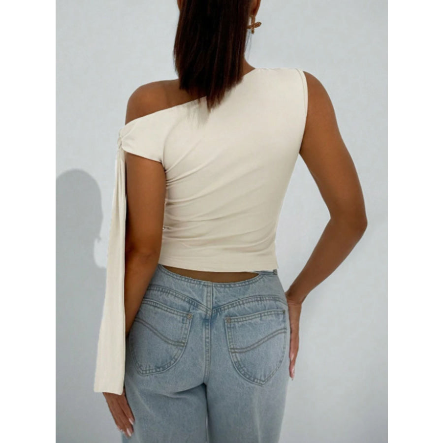 One-Shoulder Tie Detail Top Apparel and Accessories