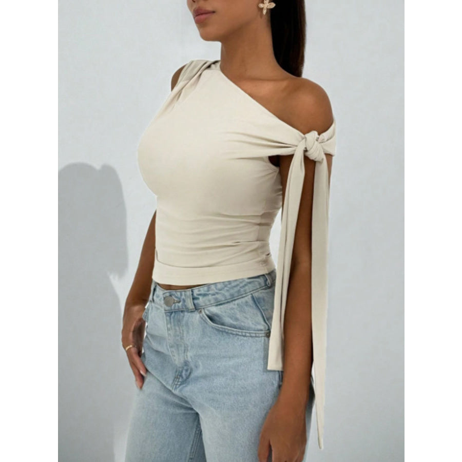 One-Shoulder Tie Detail Top Apparel and Accessories
