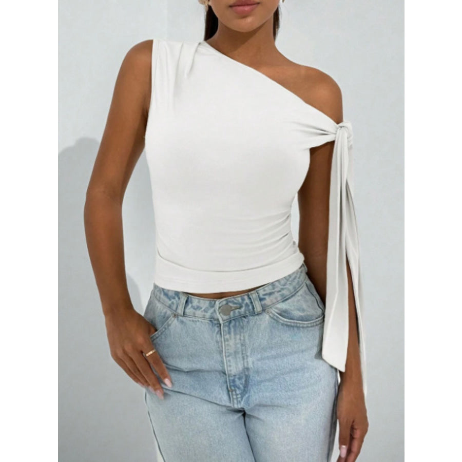 One-Shoulder Tie Detail Top Apparel and Accessories