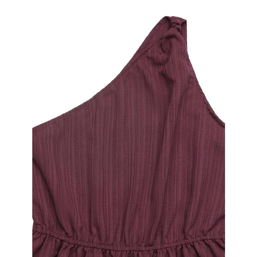 One-Shoulder Tie Waist Romper Apparel and Accessories