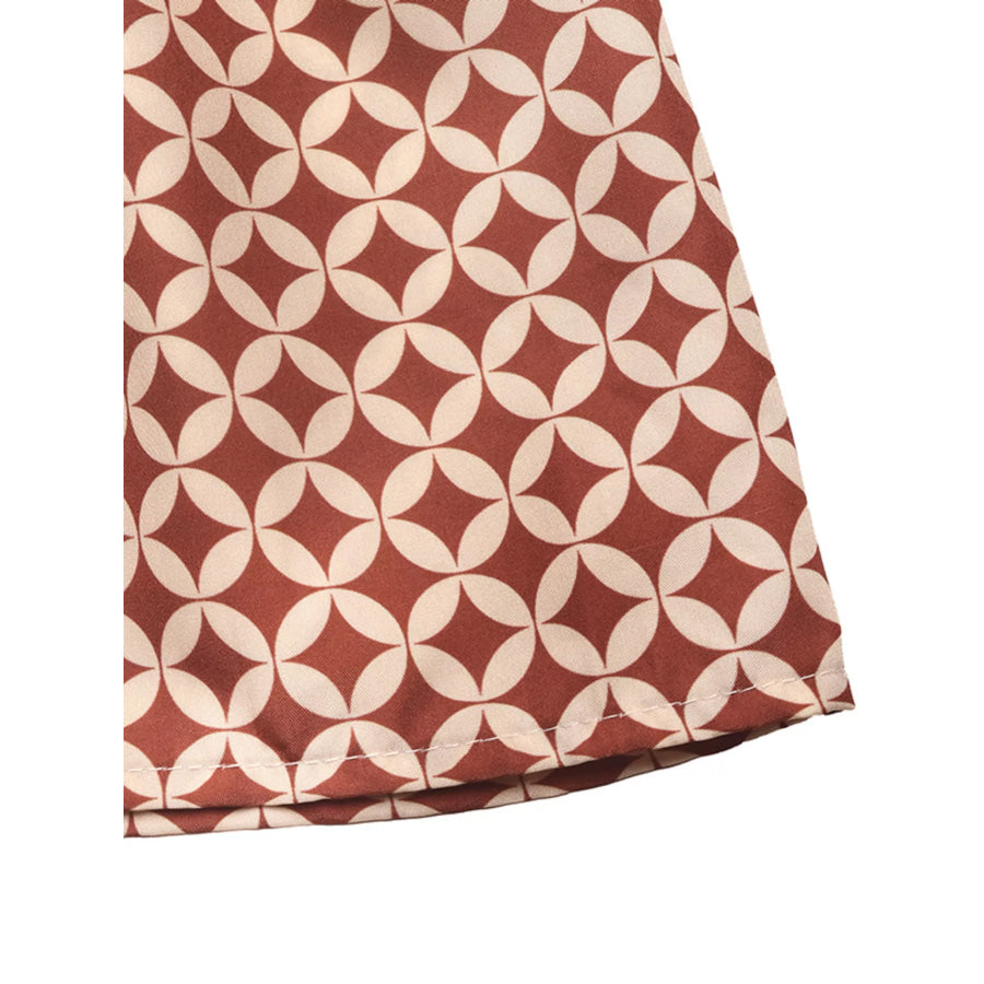 One-Shoulder Top and Geometric Print Maxi Skirt Set Apparel and Accessories