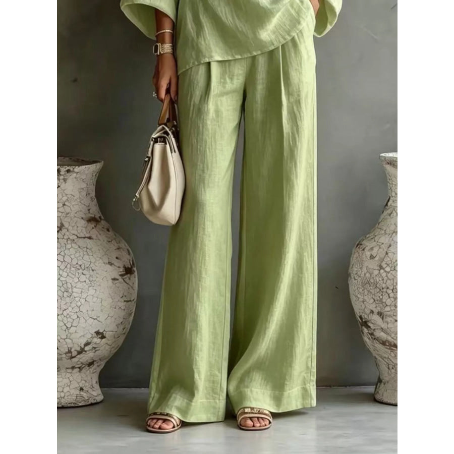 One Shoulder Top and Wide Leg Pants Set Apparel Accessories