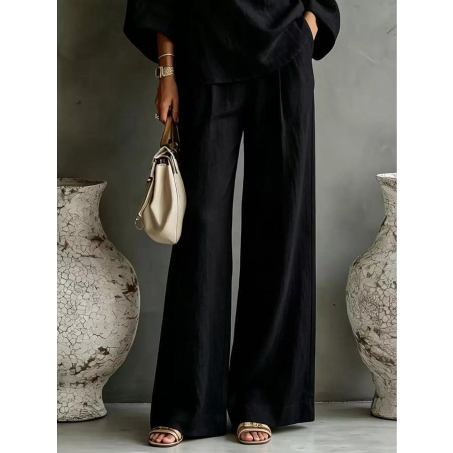 One Shoulder Top and Wide Leg Pants Set Apparel Accessories
