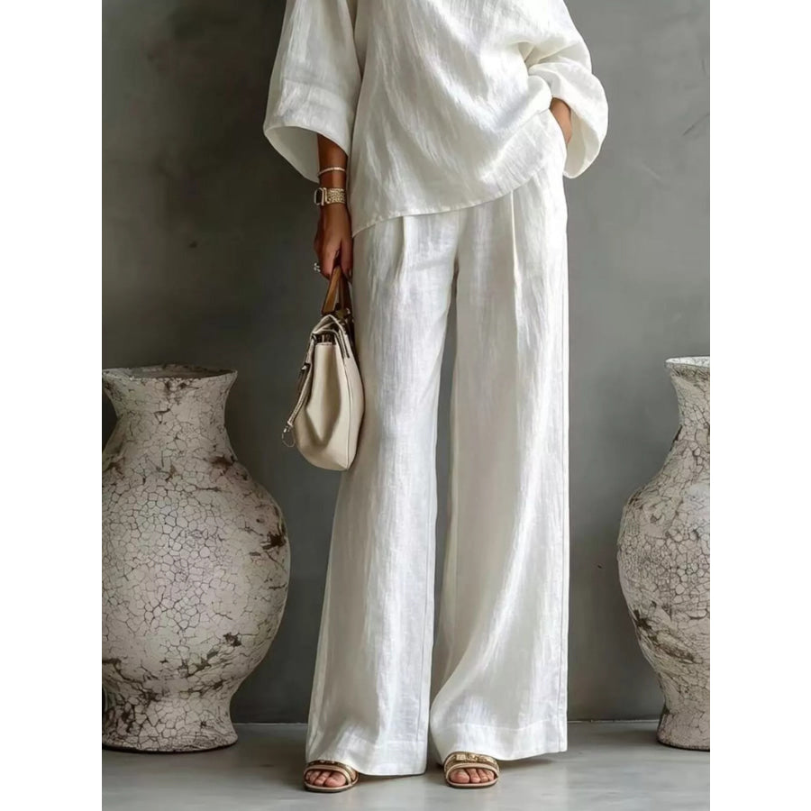 One Shoulder Top and Wide Leg Pants Set Apparel Accessories