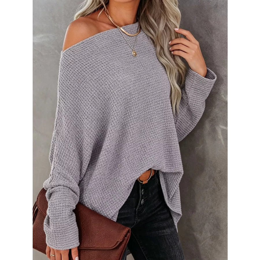 One-Shoulder Waffle Knit Top Apparel and Accessories