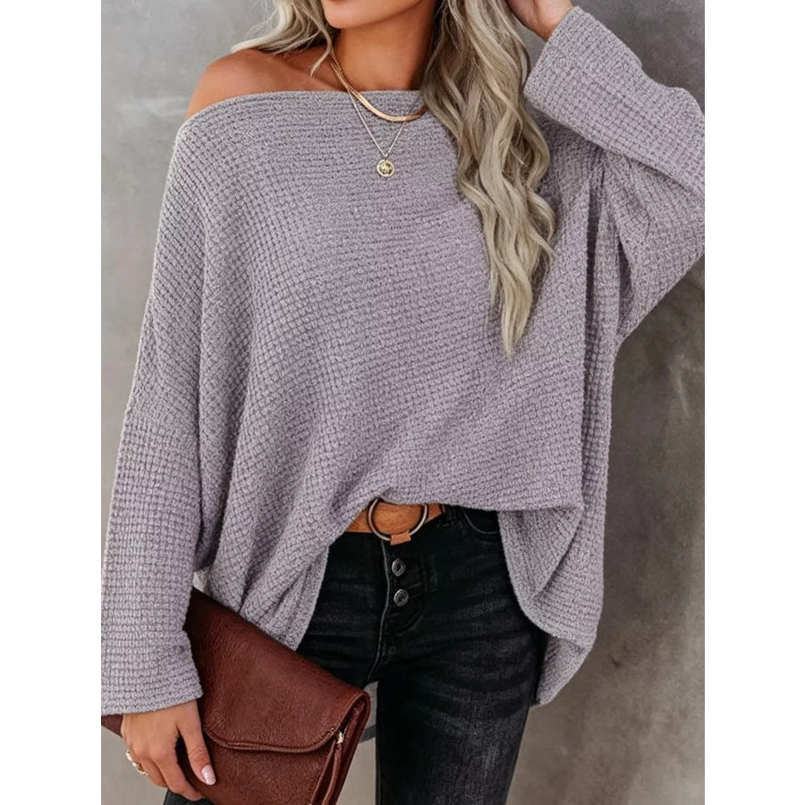 One-Shoulder Waffle Knit Top Apparel and Accessories