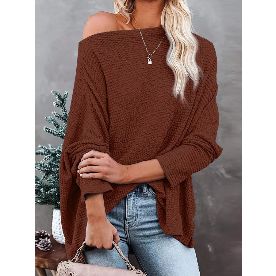 One-Shoulder Waffle Knit Top Apparel and Accessories