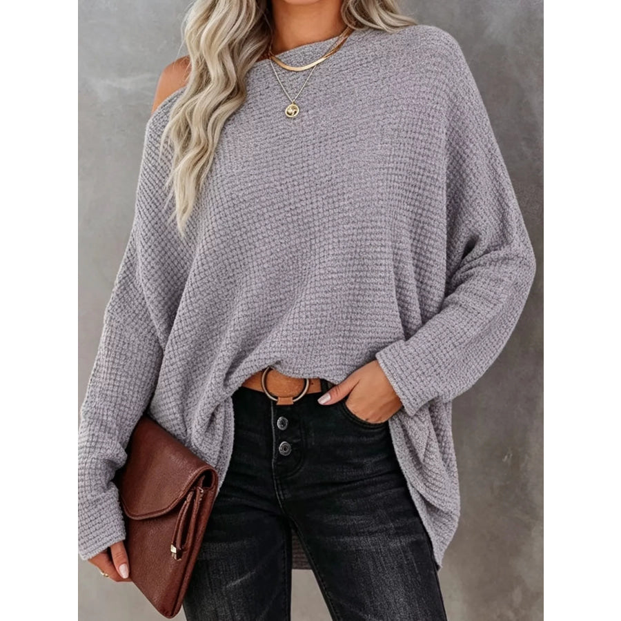 One-Shoulder Waffle Knit Top Apparel and Accessories