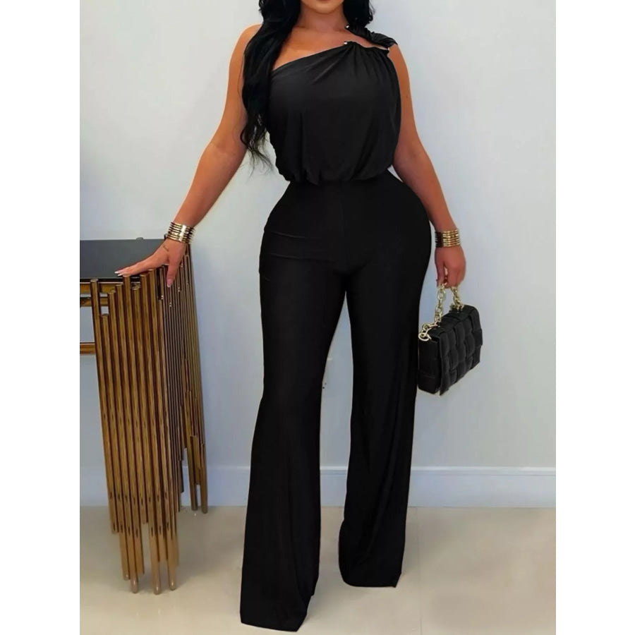 One-Shoulder Wide-Leg Jumpsuit Black / S Apparel and Accessories