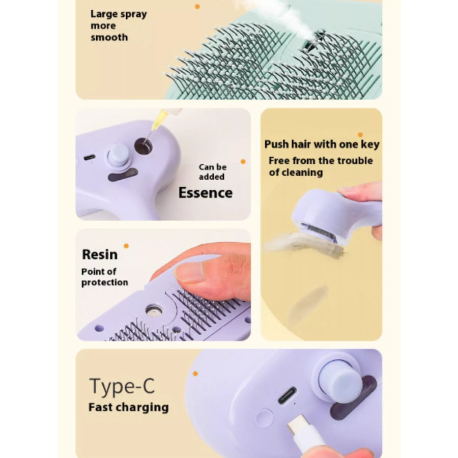 One-Touch Spray Pet Hair Remover Comb Apparel and Accessories