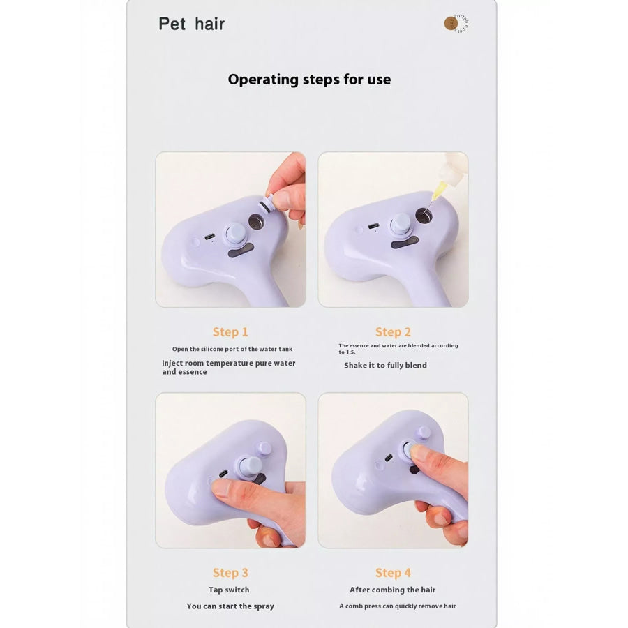 One-Touch Spray Pet Hair Remover Comb Apparel and Accessories